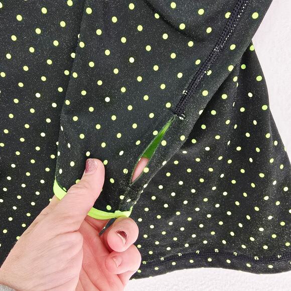 Nike Women's Polka Dot Long Sleeve Half Zip Pullover Top Black Green M - Picture 3 of 6